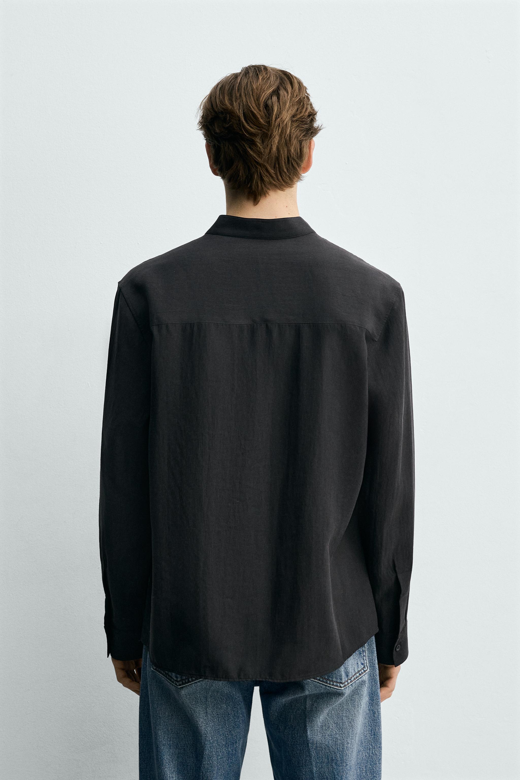 FLOWY BAND COLLAR SHIRT